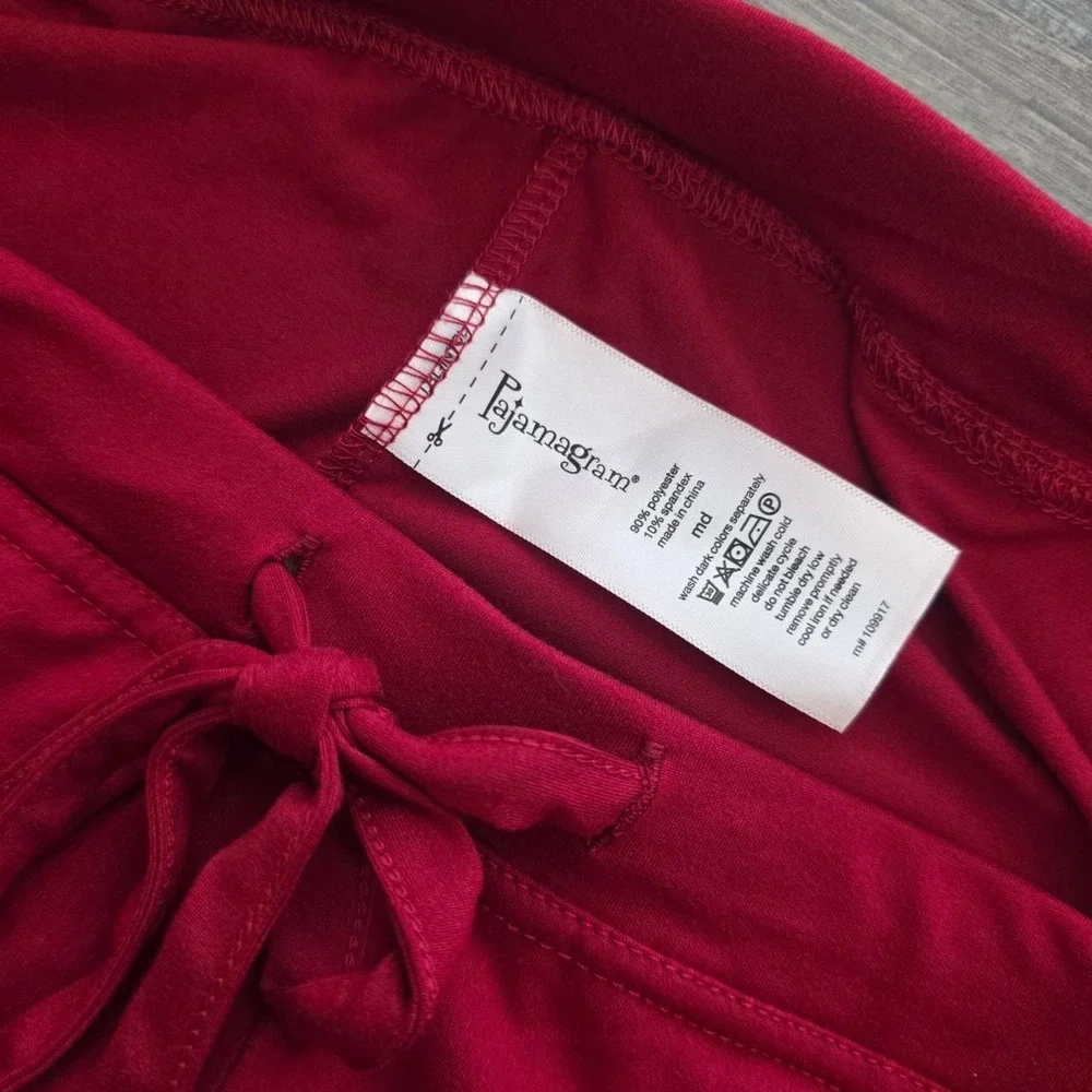 Pajamagram Ruby Red Soft 2-Piece Lounge Set V-Neck Wide Leg Pajamas Womens Med
